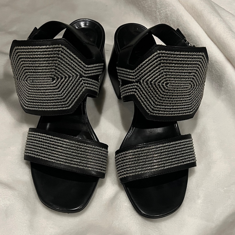 Vic Matie Black and Silver Women's Sandals size 37, 6 1/2 / 7